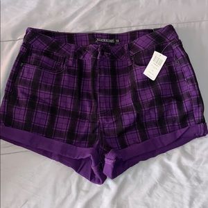 Purple plaid shorts